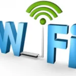 3D illustration of the word 'Wi-Fi' with a stylized Wi-Fi signal icon above.