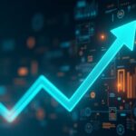 Illustration of a glowing upward arrow symbolizing growth and maximizing ROI with AI technology, surrounded by gear and network icons. Text reads Maximizing ROI: Unlocking AI's Full Potential.